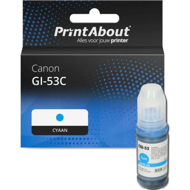 PrintAbout huismerk Inktcartridge GI-53C Cyaan geschikt voor Canon