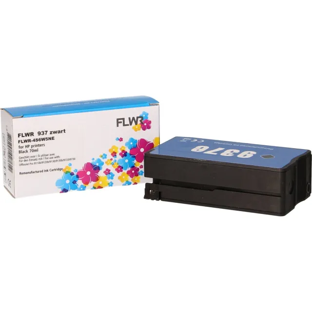 FLWR HP 937e - Zwart XL - voor Officejet pro 9130 - 9130 - 9720 - 9730