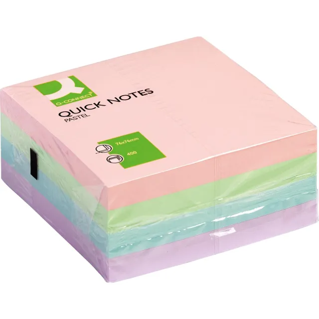 Q-CONNECT Quick Notes, ft 76 x 76 mm, 400 vel, geassorteerde kleuren blauw