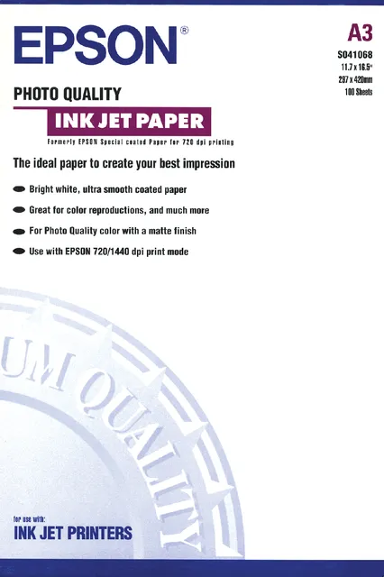 Epson Inkjetpapier Epson S041068 A3 mat 105gr 100 vel