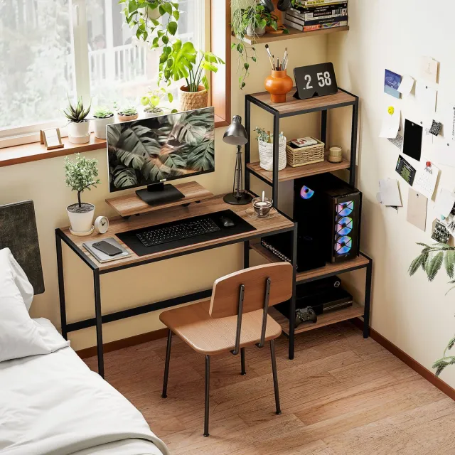 COVREO Bureau 150x48x125 cm bruin, spaanplaat met 4 planken