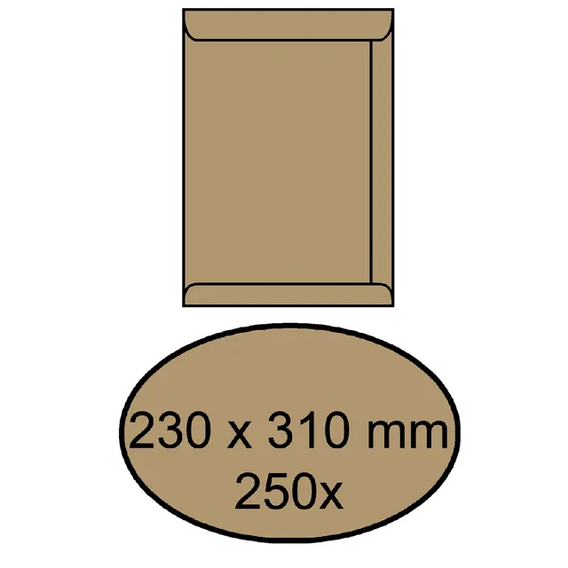 Iezzy Envelop IEZZY akte 230x310mm zelfklevend 90gr bruin 250 stuks