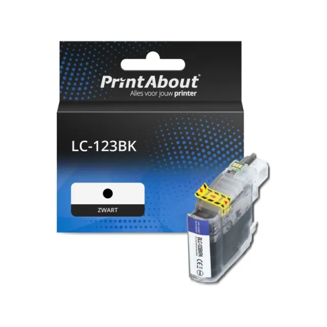 PrintAbout huismerk Inktcartridge LC-123BK Zwart Geschikt voor Brother