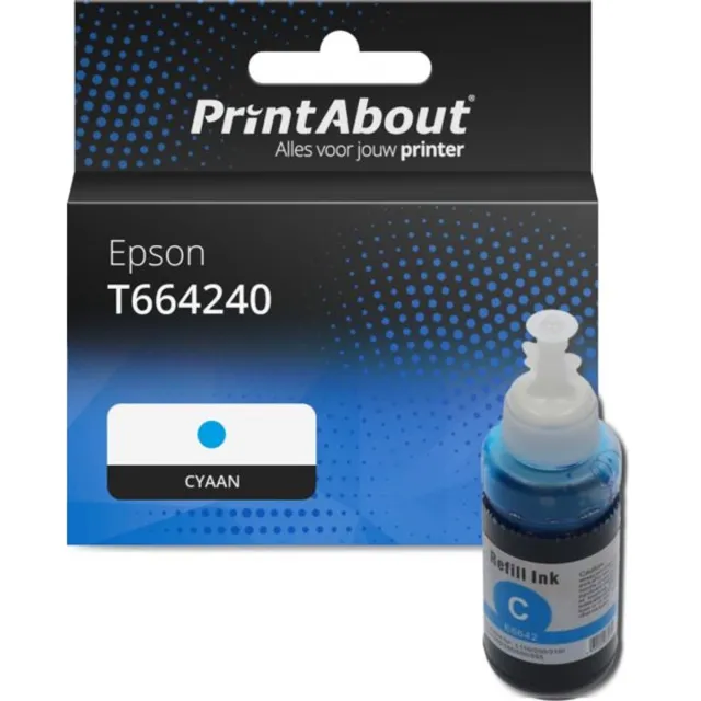 PrintAbout huismerk Inktcartridge T664240 Cyaan geschikt voor Epson