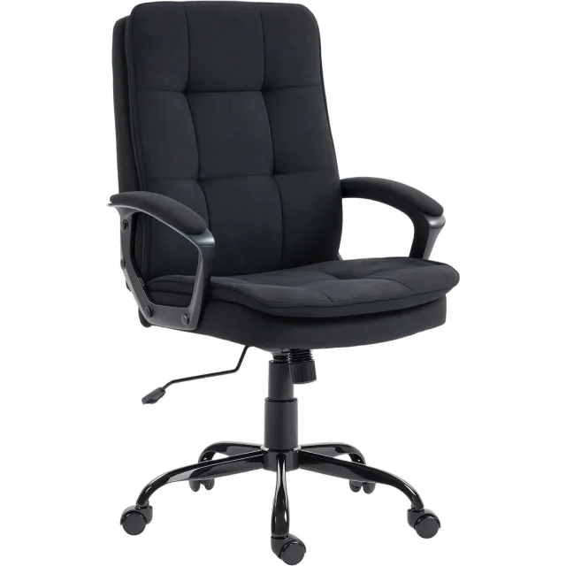 MUVANO Ergonomische bureaustoel - Linnenlook bekleding - Dubbele vulling - 63 x 70 x 102-112 cm - Verstelbare zithoogte en wipfunctie - Voor kantoor en thuis zwart
