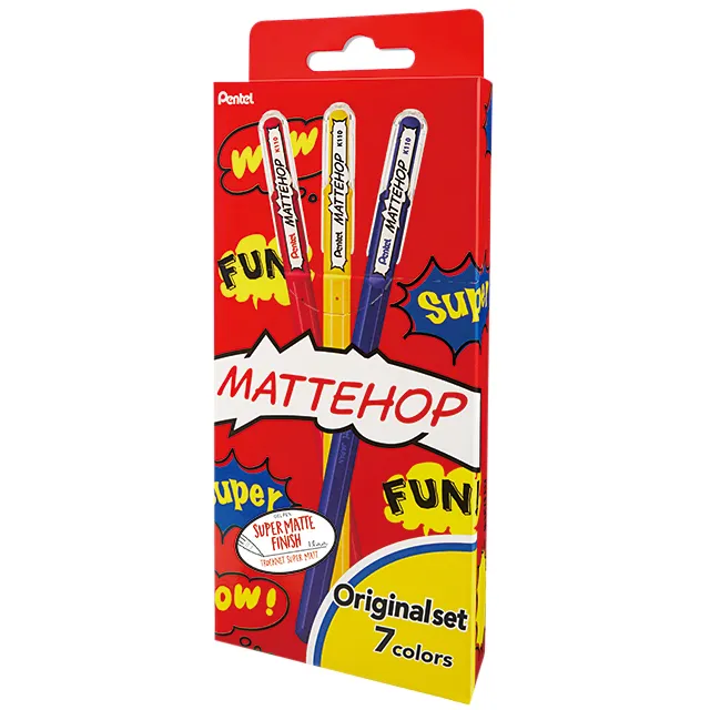Pentel Gelschrijver Pentel K110 Mattehop Fun Original M ass blister à 7st