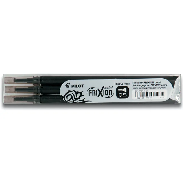 Rollerpenvulling PILOT friXion fijn zwart set à 3 stuks