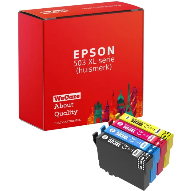WeCare 4-pack | Geschikt voor Epson 503XL inktcartridges - WF2960DWF - 2965DWF - XP5200 - 5205 Zwart + 3 kleuren