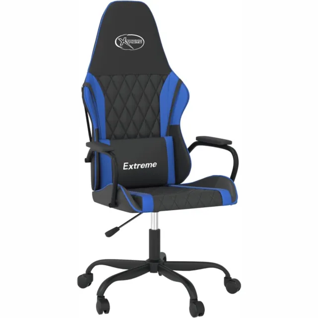 vidaXL Massage - gamestoel - kunstleer - zwart - en - blauw zwart en blauw