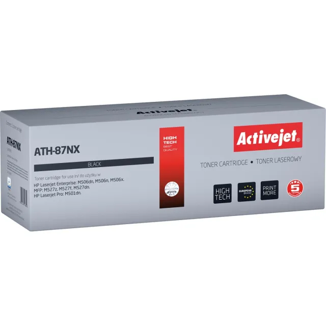 ActiveJet AT-87NX tonercartridge voor HP-printers; Vervanging HP 87X CF287X; Opperste; 18000 pagina's; zwart.