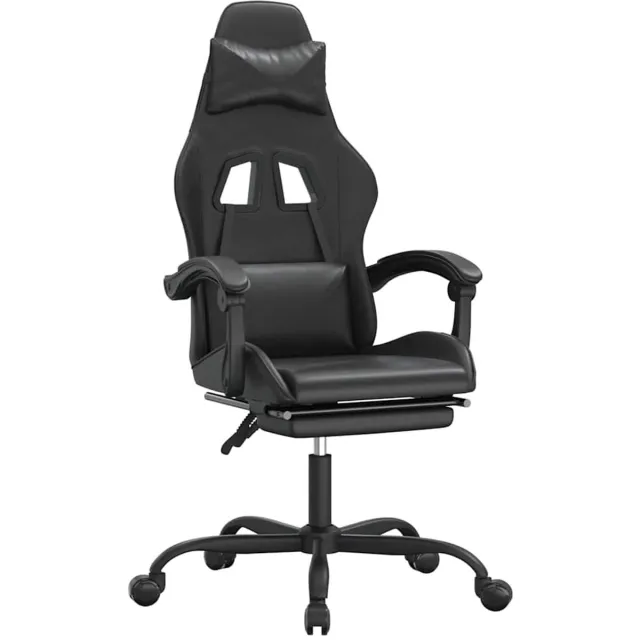 vidaXL gamestoel - draaibaar - met - voetensteun - kunstleer - zwart