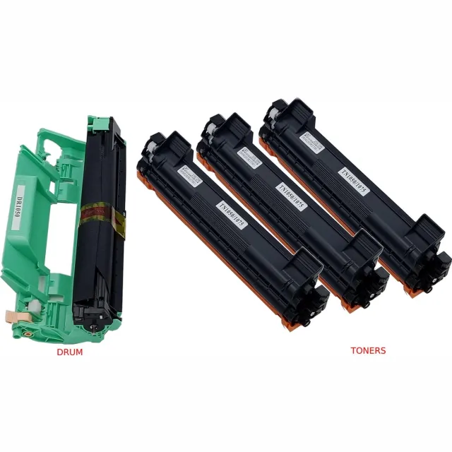 KATRIZ Huismerk Drum DR1050 + 3x Toner TN1050/TN1075 – Compatible voor Brother DCP-1610W, HL-1110, MFC-1910W e.a. – Hoge Capaciteit – Alternatief voor originele cartridges Zwart