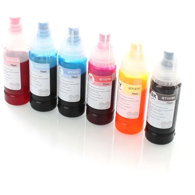 ABC huismerk set 6x fles navulinkt geschikt voor Epson 107 geschikt voor Ecotank ET18100 Set 4 kleuren