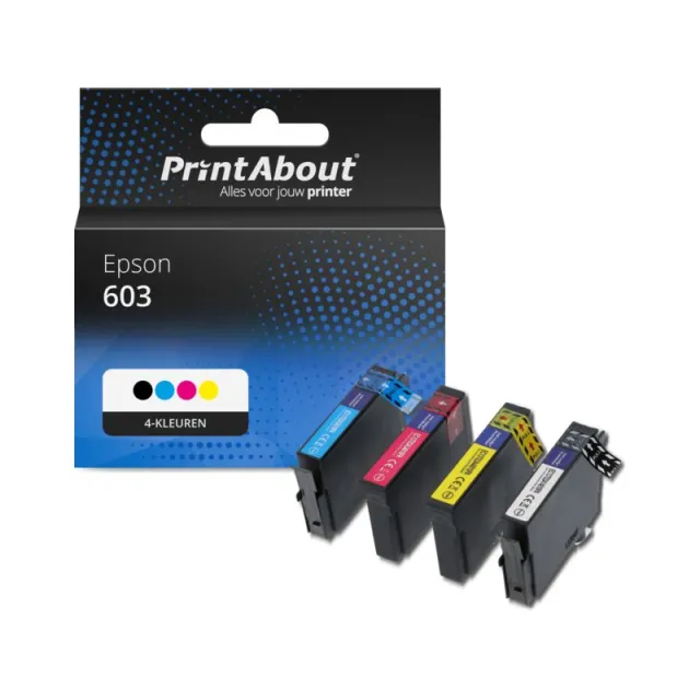PrintAbout huismerk Inktcartridge 603 (C13T03U64010) 4-kleuren Multipack Geschikt voor Epson