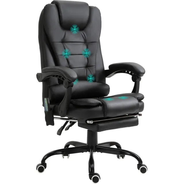 Vinsetto Massage Bureaustoel - Schuimvulling - 67 x 79 x 111-121 cm - Zwart