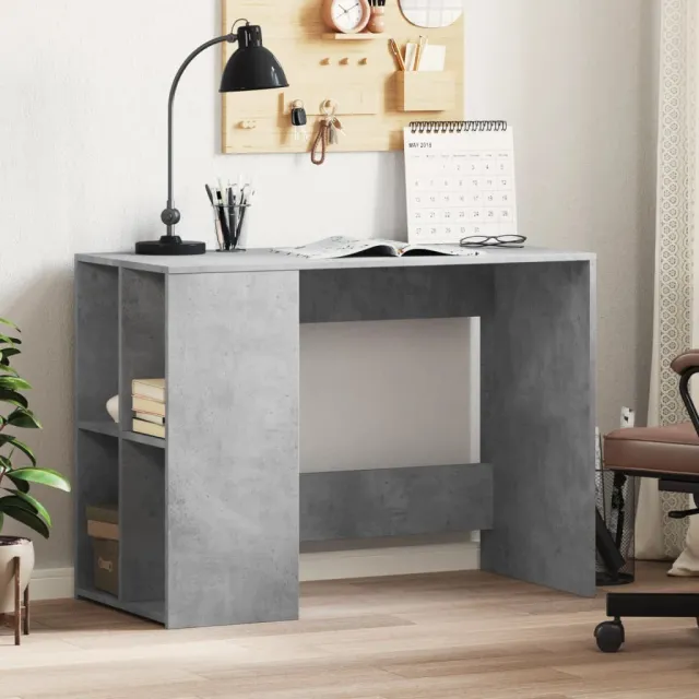 vidaXL Bureau 102x50x75 cm bewerkt hout betongrijs grijs, foto 2