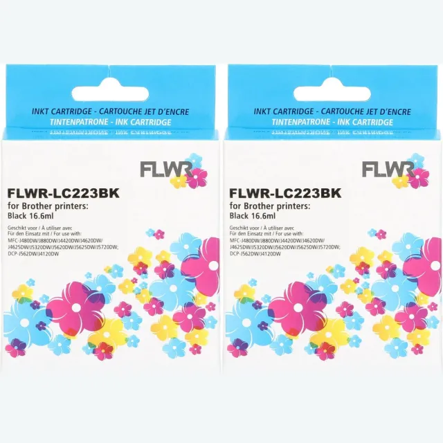 FLWR Cartridges / Brother LC-223BK 2-pack / zwart / Geschikt voor Brother
