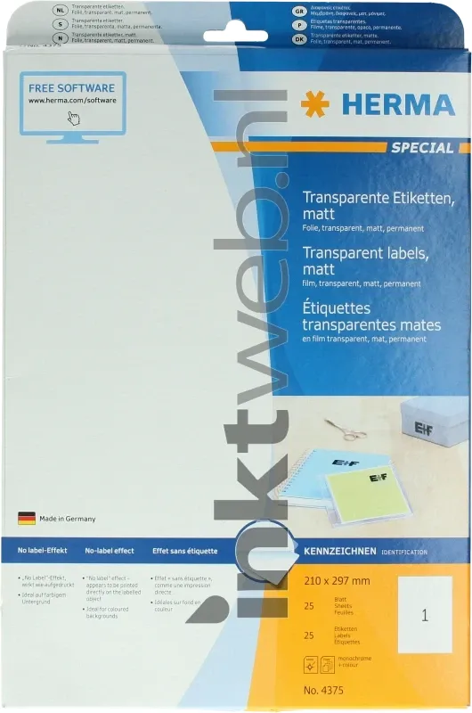 Herma 10911 Permanente Papieretiket 210 x 297mm wit (Origineel)