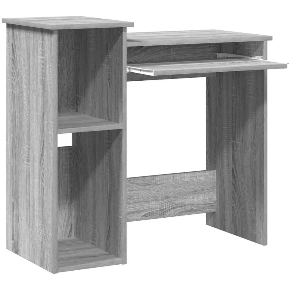 vidaXL Bureau met schappen 84x40x78 cm bewerkt hout grijs sonoma, foto 4