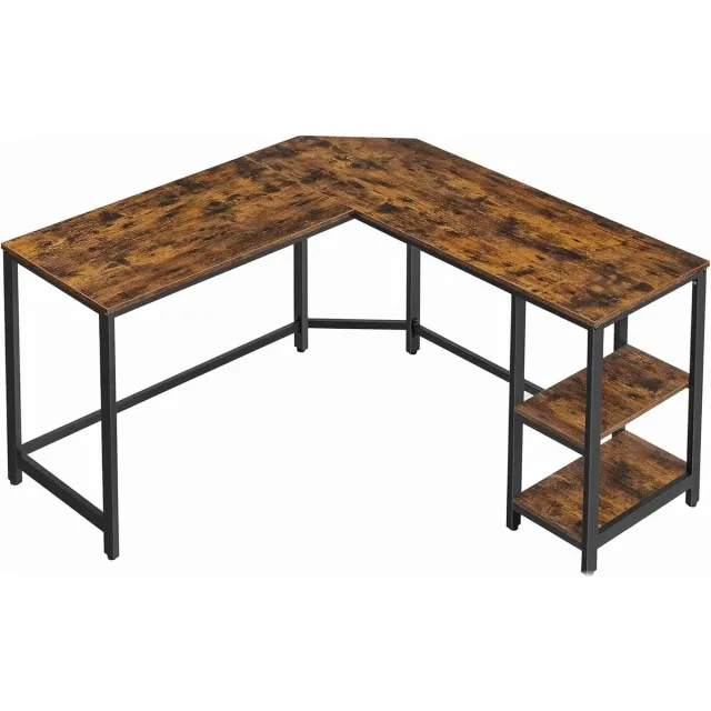 PolderGoods Bureautafel voor computer - Hoekbureau met 2 planken - 138x138x76cm - Bruin