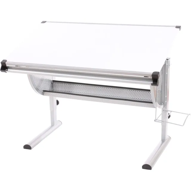 Cosmo Casa Tekentafel - Bureau - Voor Jongeren - Geïntegreerde linialen en pennenbakje - In Hoogte Verstelbaar - Wit - 62-92x118x68 cm