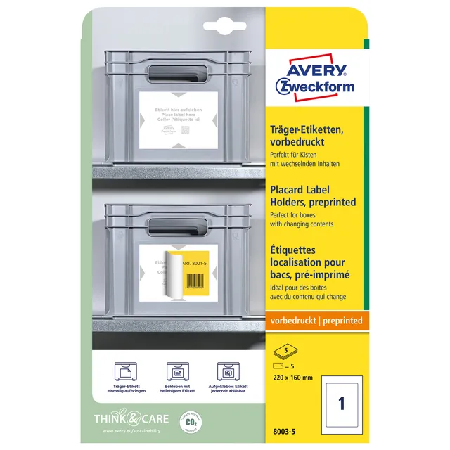 Avery Zweckform Positioneeretiket Avery 8003 220x160mm bedrukt 5 stuks