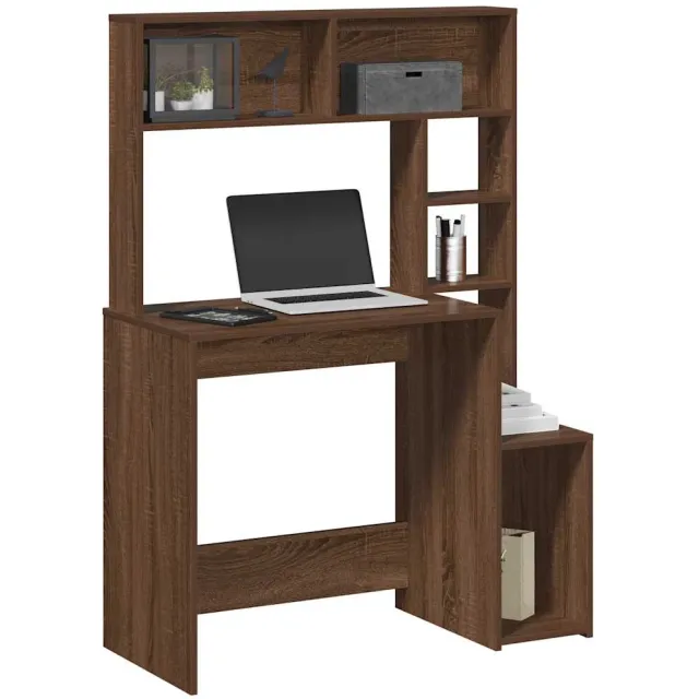 vidaXL Bureau met schappen 100x45x140 cm bewerkt hout bruineikenkleur
