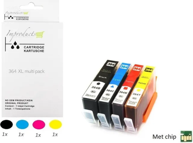 Improducts Inkt cartridges - Alternatief Hp 364 XL 364XL 1x multi pack Multicolor - Zwart, Cyaan, Magenta, Geel