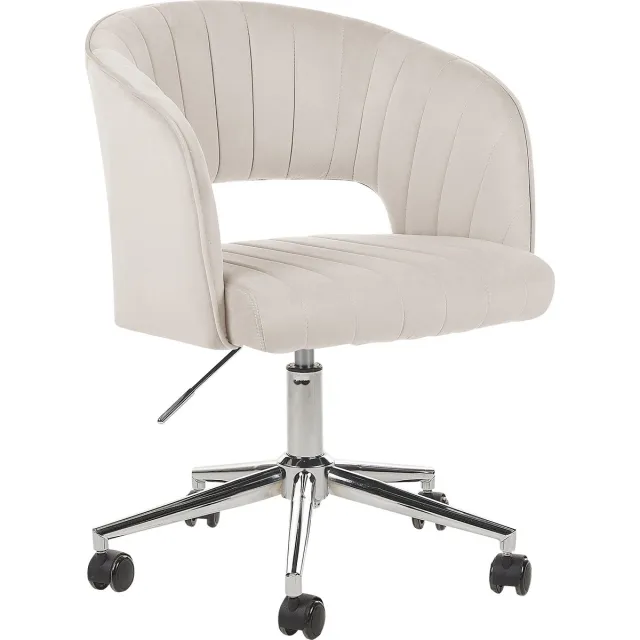 Beliani KATONAH - Bureaustoel - Lichtbeige - Fluweel