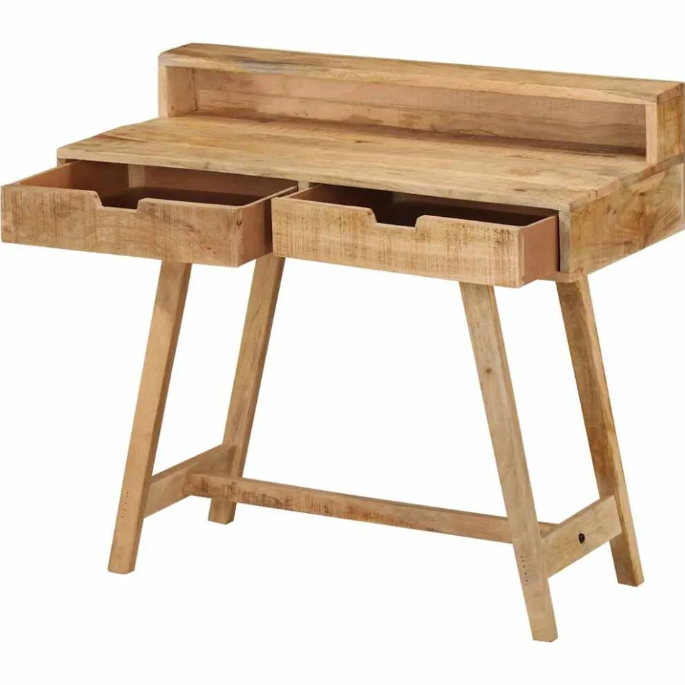 vidaXL Bureau 100x45x90 cm massief ruw mangohout bruin, foto 3