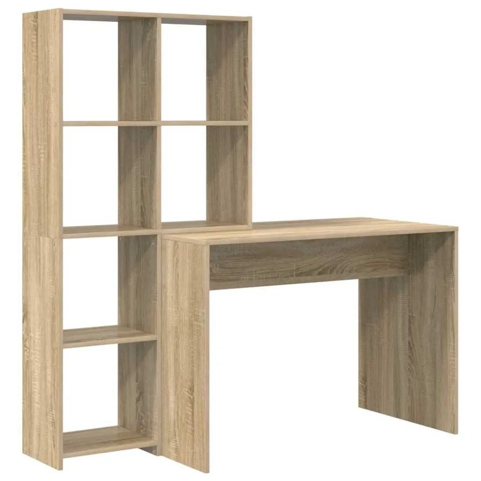 vidaXL Bureau Sonoma Eiken 138,5 x 55 x 143 cm Bewerkt hout, foto 3