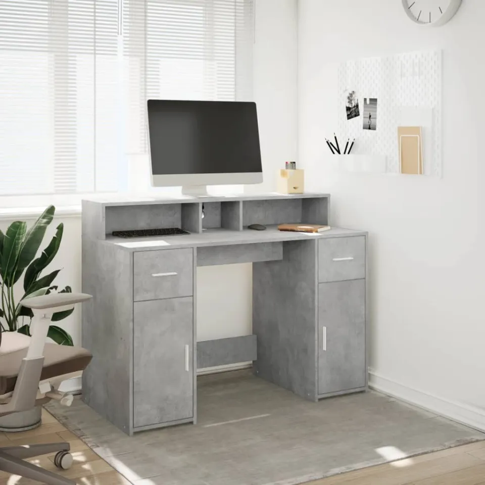 vidaXL Desk Betongrijs 120 x 55 x 91 cm Engineered wood grijs, foto 2