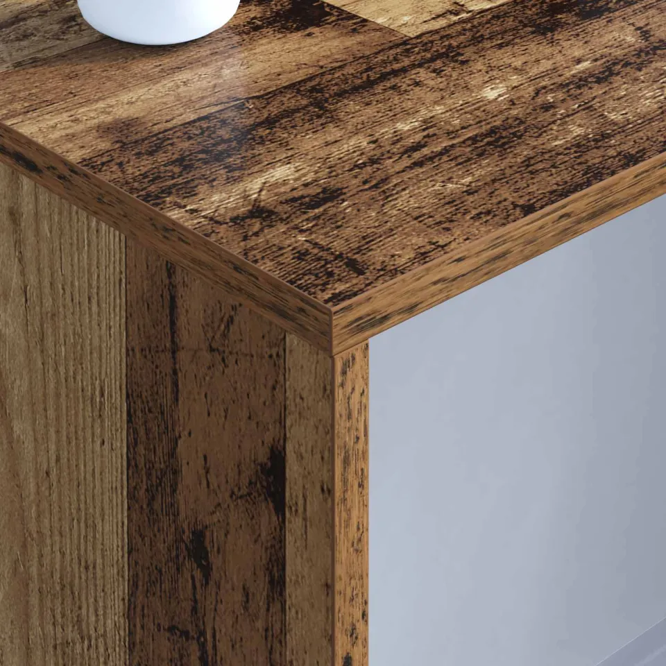 vidaXL Wandbureau Oud Hout 100 x 45 x 30 cm Bewerkt hout bruin, foto 4