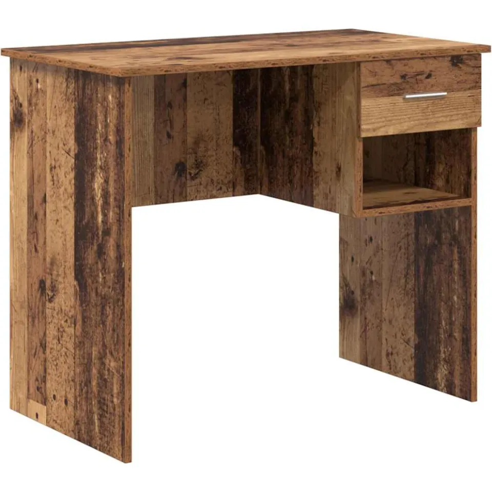 vidaXL Bureau Oud Hout 90 x 49 x 75 cm Bewerkt hout bruin, foto 3