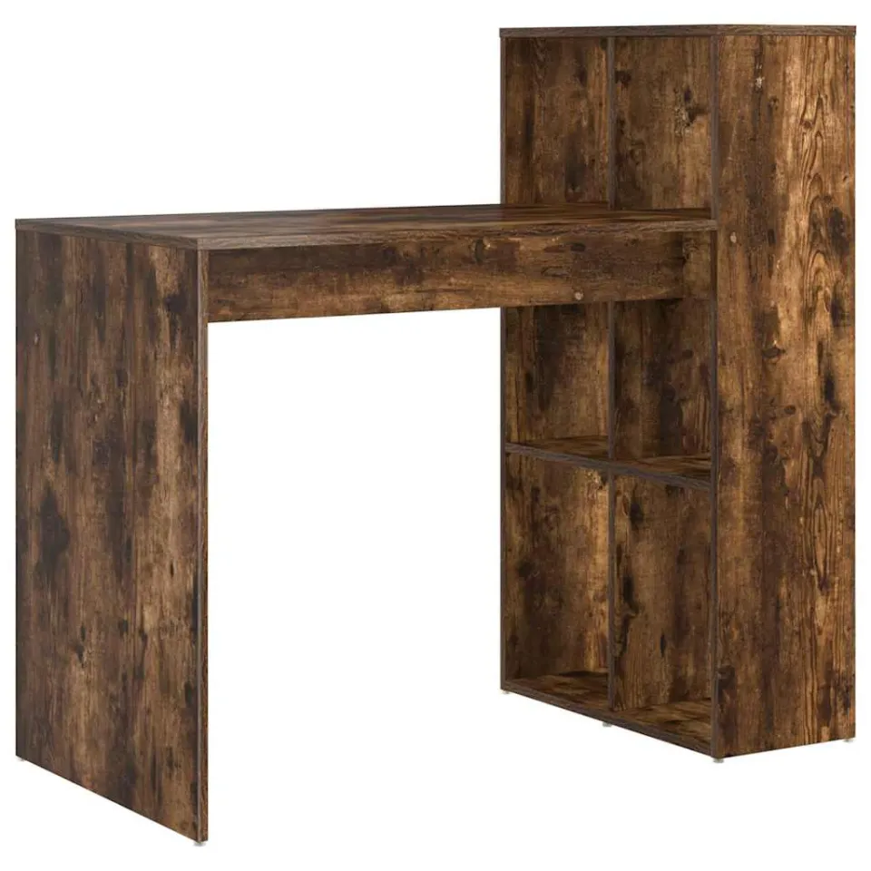 vidaXL Bureau Gerookt eiken 108 x 55 x 103 cm Bewerkt hout, foto 3