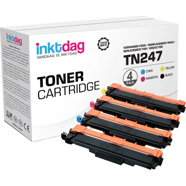 inktdag toner cartridge voor Brother TN-247 /TN247 / TN-243CMYK/ TN243 multipack (4 stuks) voor Brother DCP-L3510 CDW DCP-L3517 CDW DCP-L3550 CDW HL-L3210 CW HL-L3230 CDW HL-L3270 CDW MFC-L3710 CW MFC-L3730 CDN MFC-L3750 CDW MFC-L3770 CDW