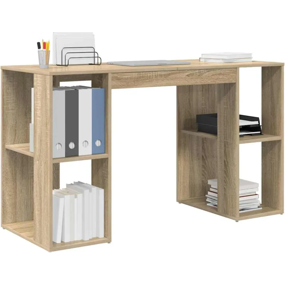 vidaXL Bureau Sonoma Eiken 130 x 50,5 x 75 cm Bewerkt hout Bruin