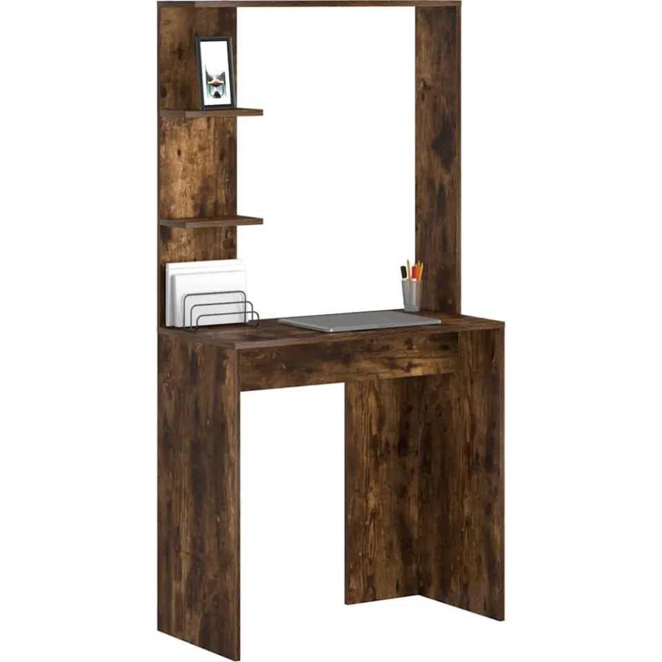 vidaXL Bureau Gerookt eiken 78,5 x 37 x 154,5 cm Bewerkt hout Bruin