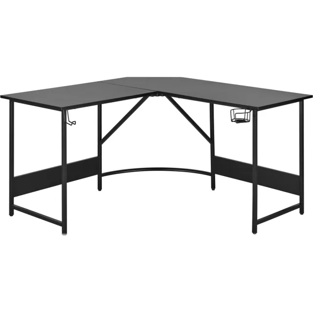 TheBestOf Furniture Hoekbureau - L vormig bureau - game bureau - gaming tafel - computertafel - hoekbureau gaming - bureau - 130 x 130 cm zwart