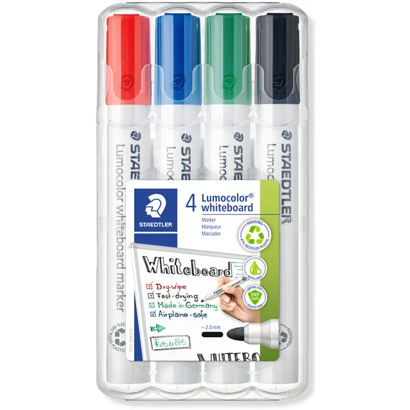 Staedtler Whiteboardmarker Staedtler Lumocolor 351 standaard assorti 4 stuks blauw