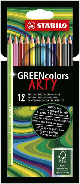 Stabilo Kleurpotloden STABILO 6019 GREENcolors Arty assorti etui à 12 stuks