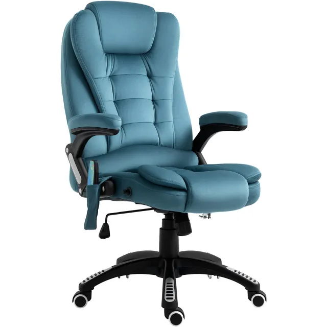 Vinona Bureaustoel met massage- en warmtefunctie - Met verstelbare rugleuning en afstandsbediening - 68 x 72 x 110-120 cm - Blauw
