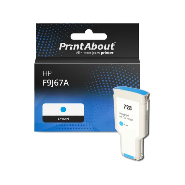 PrintAbout huismerk Inktcartridge F9J67A (728) Cyaan Extra hoge capaciteit Geschikt voor HP