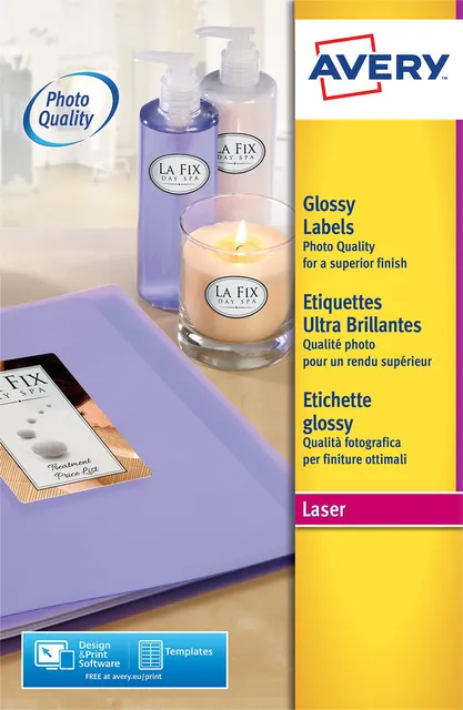 Avery Etiket Avery L7767-40 210x297mm A4 hoogglans wit 40 stuks