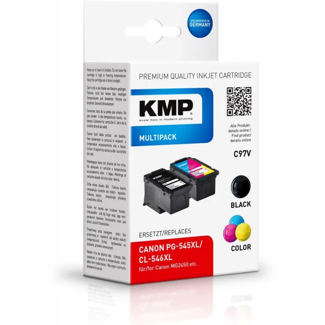 KMP Inkt combipack vervangt Canon PG-545XL, CL-546XL Compatibel Zwart, Cyaan, Magenta, Geel C97V 1562,4005 Zwart;Cyaan;Magenta;Geel