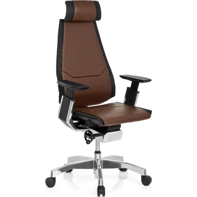hjh office Genidia Pro - Bureaustoel - Leder - Bruin Bruin/Zwart