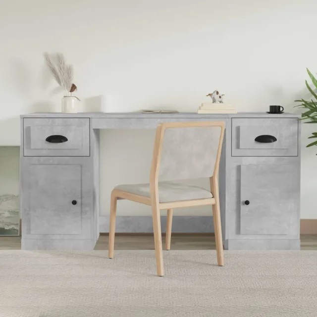 vidaXL Bureau met kast bewerkt hout betongrijs grijs, foto 2