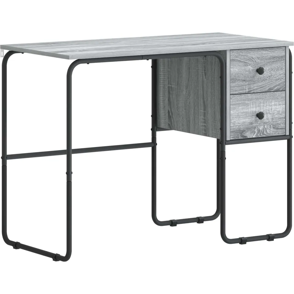 vidaXL Bureau met opbergruimte Grijs Sonoma 100 x 50 x 75 cm, foto 3