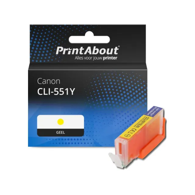 PrintAbout huismerk Inktcartridge CLI-551Y Geel Geschikt voor Canon