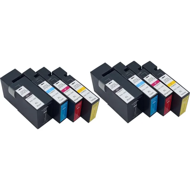 KATRIZ huismerk inkt voor|Canon PGI 2x 1500XL Zwart + 2x 1500XL Cyaan + 2x 1500XL Magenta + 2x 1500XL Geel|(Pigment ink)|8stuks| Met chip Zwart, Cyaan, Magenta, Geel